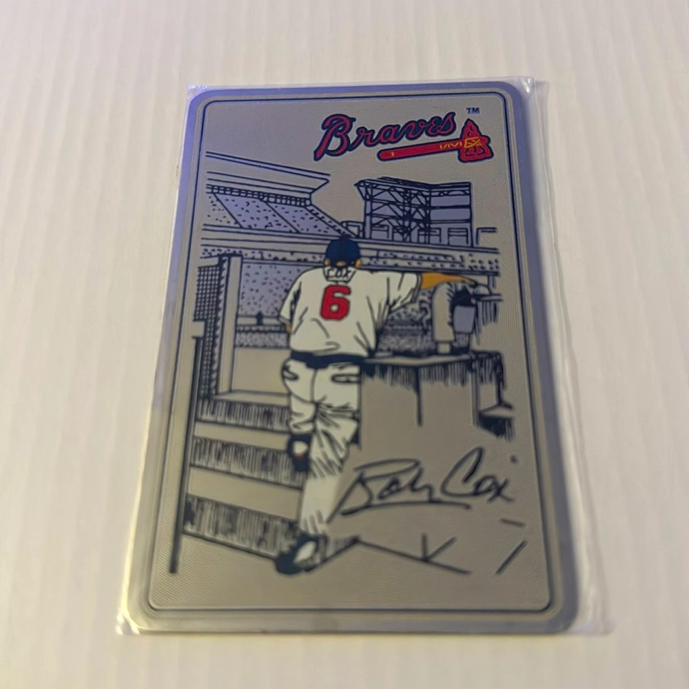 Suntrust Bank Metal Promo Card of Atlanta Braves Manager Bobby Cox MLB